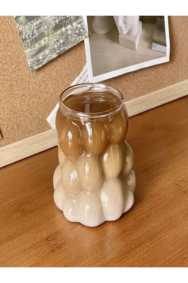 Üzüm Model Borosilikat Kokteyl Ve Soğuk-sıcak Kahve Bardağı Cam Pipet Hediyeli 350 ml Bubble Bardak - 6