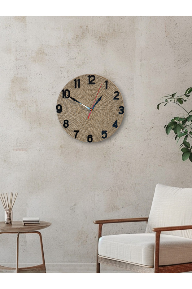 ساعة حائط مزخرفة بحبل من الخوص جميع الأرقام - 2