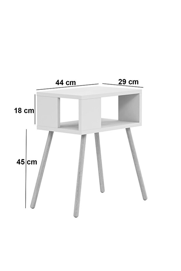 Ahşap Ayaklı Dekoratif Raflı Komodin - Atlantik Çam - Antrasit Gri - 5