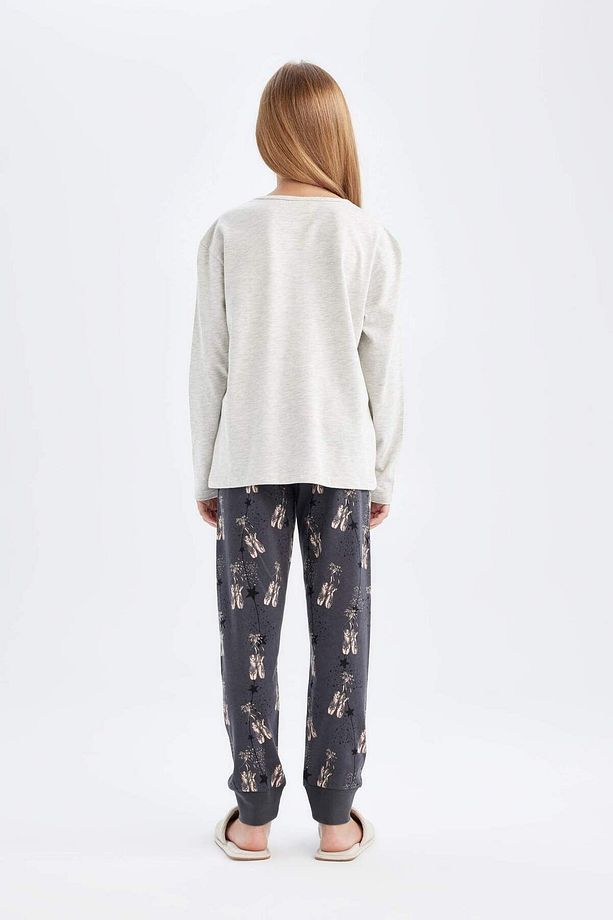 Kız Çocuk Pijama Takım Baskılı Uzun Kollu Üst Beli Lastikli Uzun Alt D6053a824au - 5