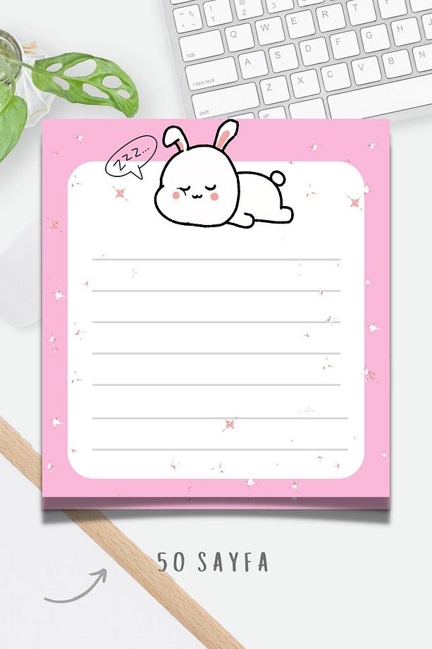 Çizgili Sevimli Uyuyan Doodle Memopad , Bloknot , To do List , Notepad , Planlayıcı - 3