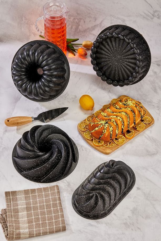 Granit Döküm Kek Kalıbı Seti 4 Farklı Model Kek Kalıbı Çeyiz Seti Tart Turta Seti - 2