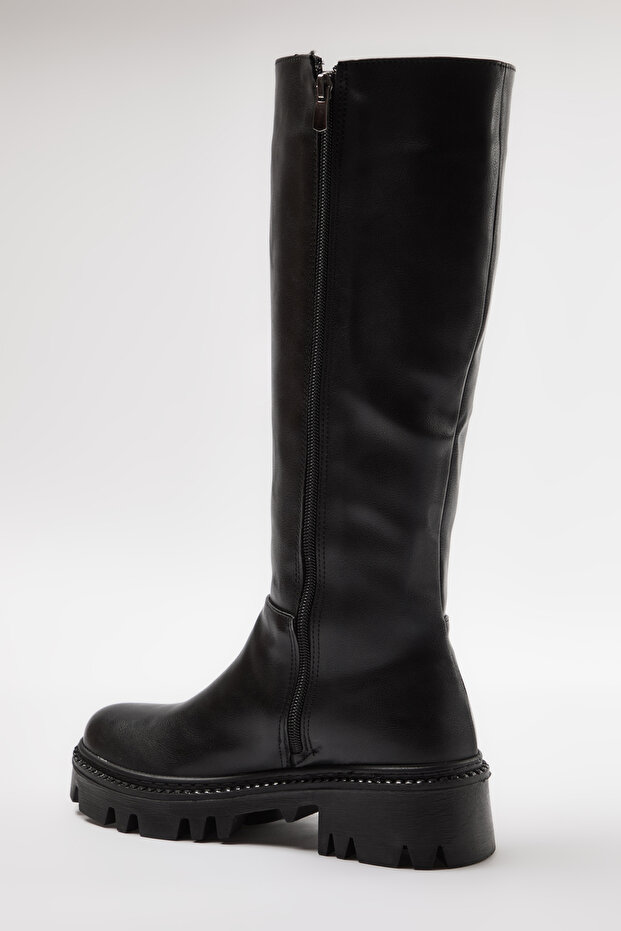 Černé dámské kozačky na zip se silnou podrážkou Takaw25Cz00005 - 5