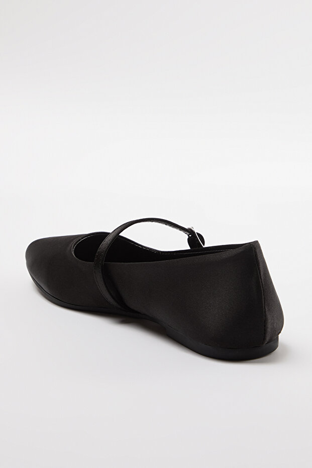 Schwarze Satin-Mary-Jane-Schuhe mit Riemen und runder Spitze für Damen, Ballerinas TAKAW25BE00005 - 6