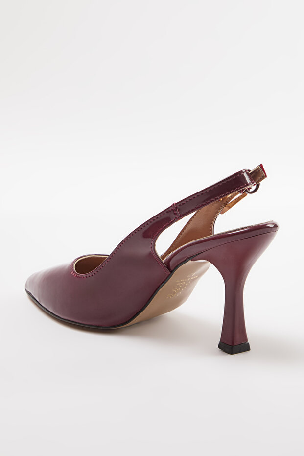 Bordó arany csatos hegyes orrú, nyitott hátú női 6 cm-es vékony sarkú cipő TAKAW25TO00006 - 6