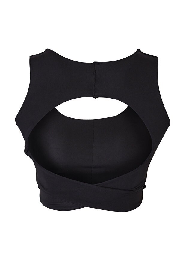 Siyah Sırt Detaylı Destekli/Şekillendirici Kalın Askılı Örme Spor Sütyeni THMAW25SS00012 - 12