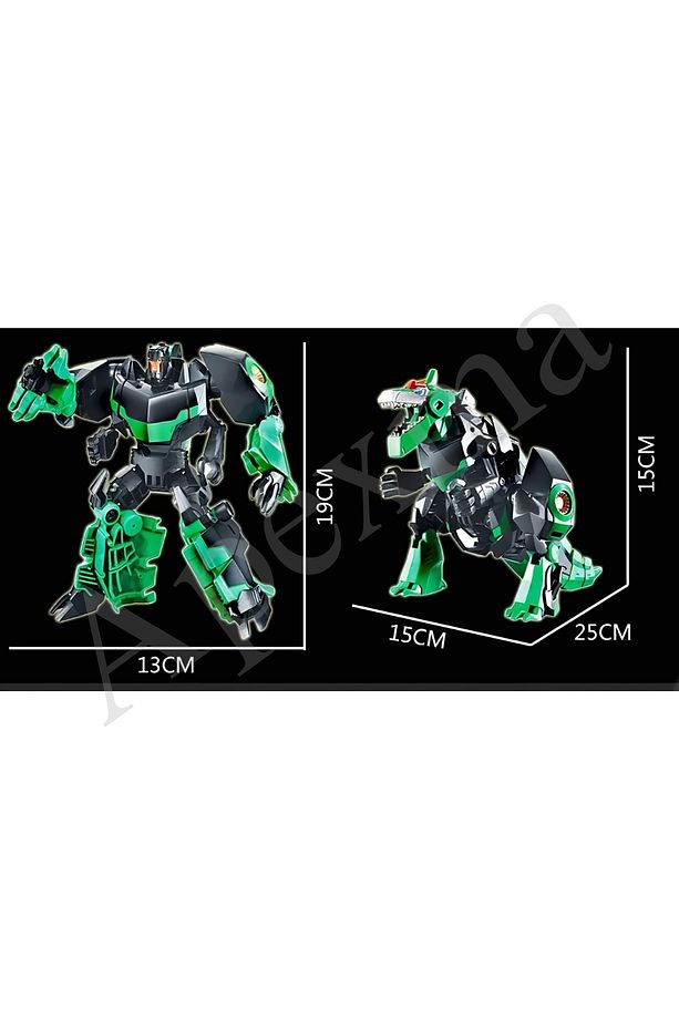 Dinozora Dönüşebilen Oyuncak Model Robot - Yeşil Renkli Şekil Değiştiren Dinozor Robot - 3