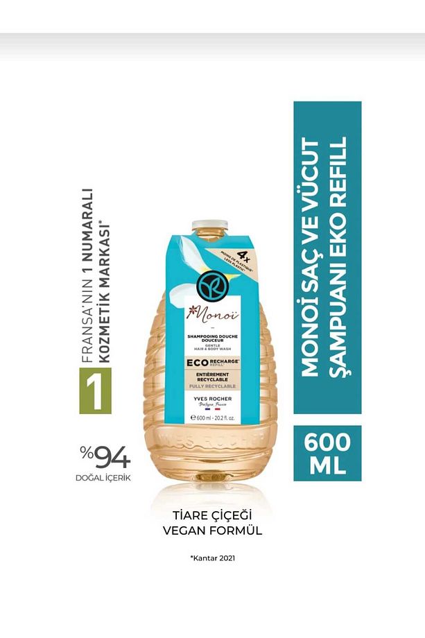 Monoi Eko Refill Yedek Saç ve Vücut Şampuanı - 600 ml - 1