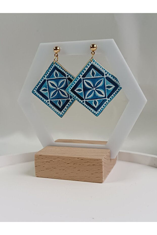 CERAMIC PATTERN POLYMER CLAY EARRING - 4