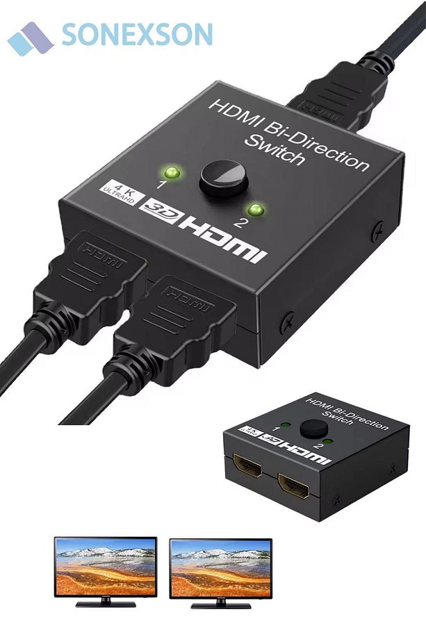 2 Port Çift Yönlü HDMI Switch Splitter Ekran Monitör Çoklayıcı Çoğaltıcı - 1