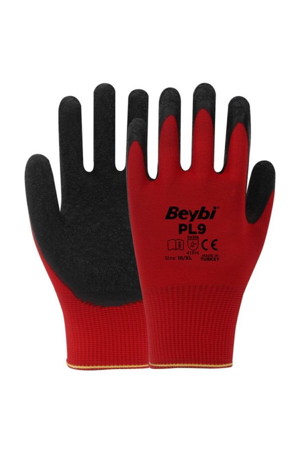 Pl9 Camcı Polyester Örme Lateks Işçi Eldiveni 10 Numara 12 Çift - 1