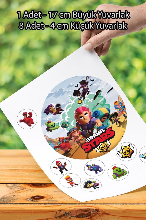 Brawl Stars 9 Adet Görsel A4 Yenilebilir Süsü Pasta Kurabiye Şeker Hamuru Kağıt Baskısı - 3
