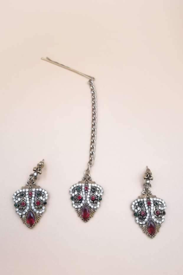 Indian Earrings and Indian Cap Set of 3