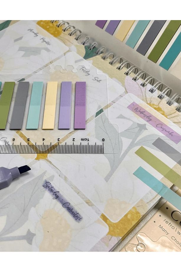 8 Renkli Cetvelli Mor Ve Mavi Tonları Şeffaf Pet Indeks / Index Sticker / Sticky Note / Post-it - 6