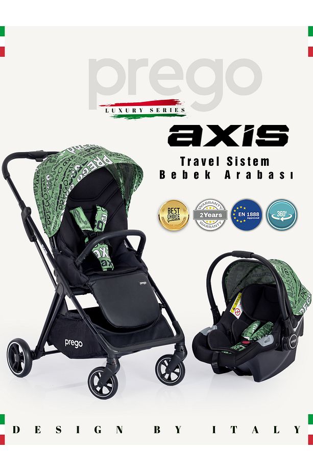 Axis 360 Derece Dönebilen Oturma Üniteli Çift Yönlü Bebek Arabası - 1