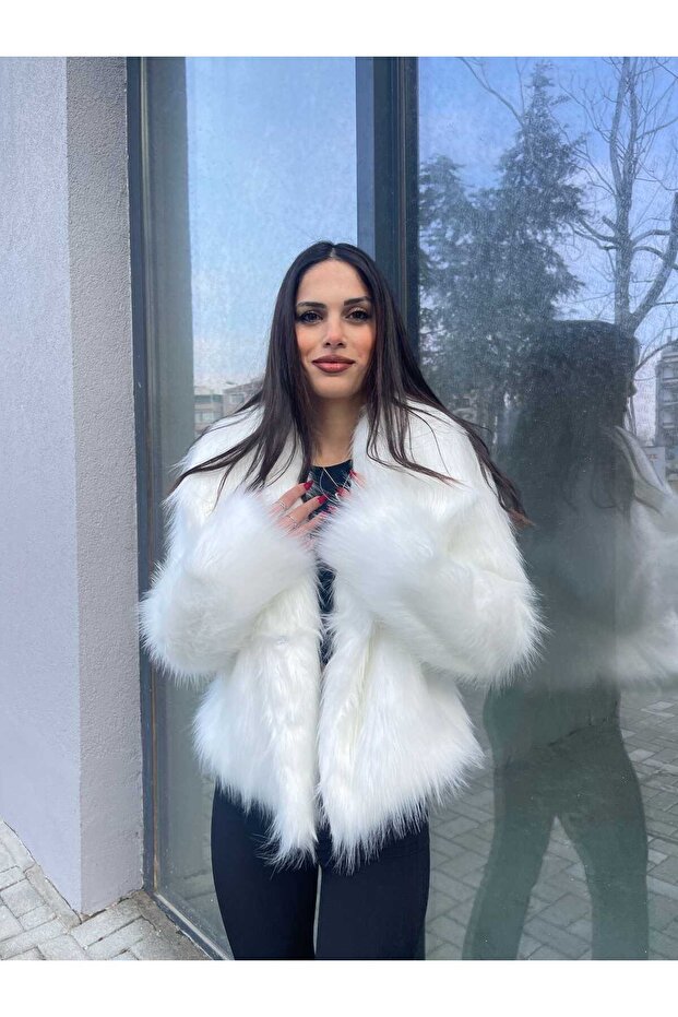 Geniş Yaka  Kürk Ceket - 2