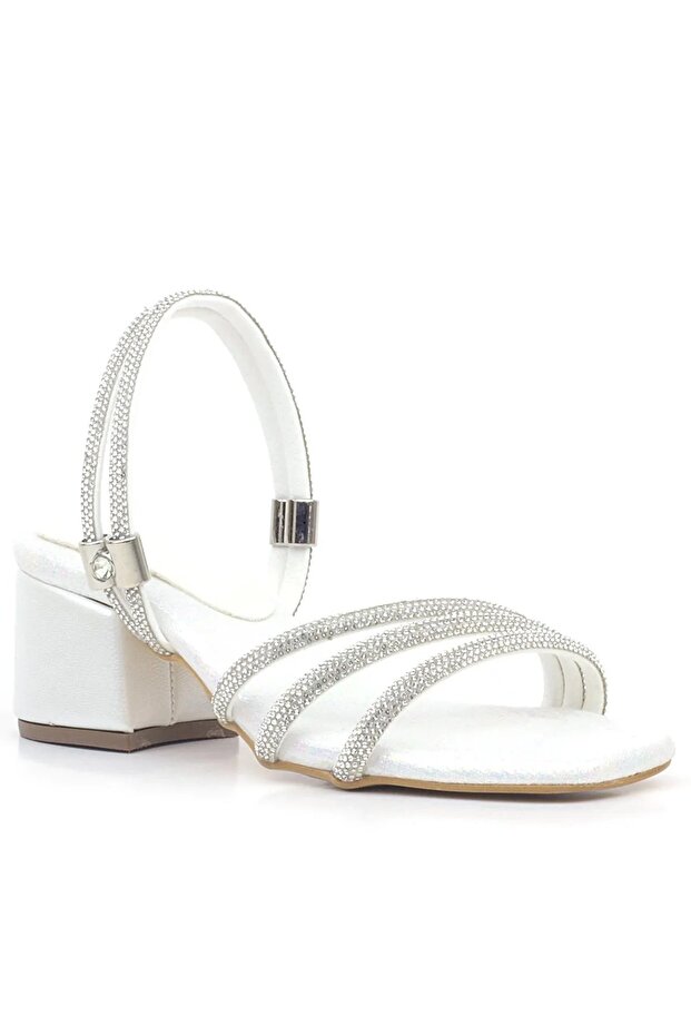 Mother-Of-Pearl Stone Girls' Heeled Slippers Shoes