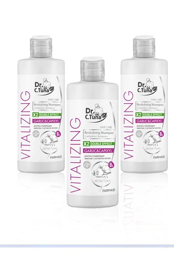 DR.C.TUNA vitalizing sarımsak&capixyl koparak dökülmeye eğilimli saçlar için şampuan 225 ml 3 adet - 1