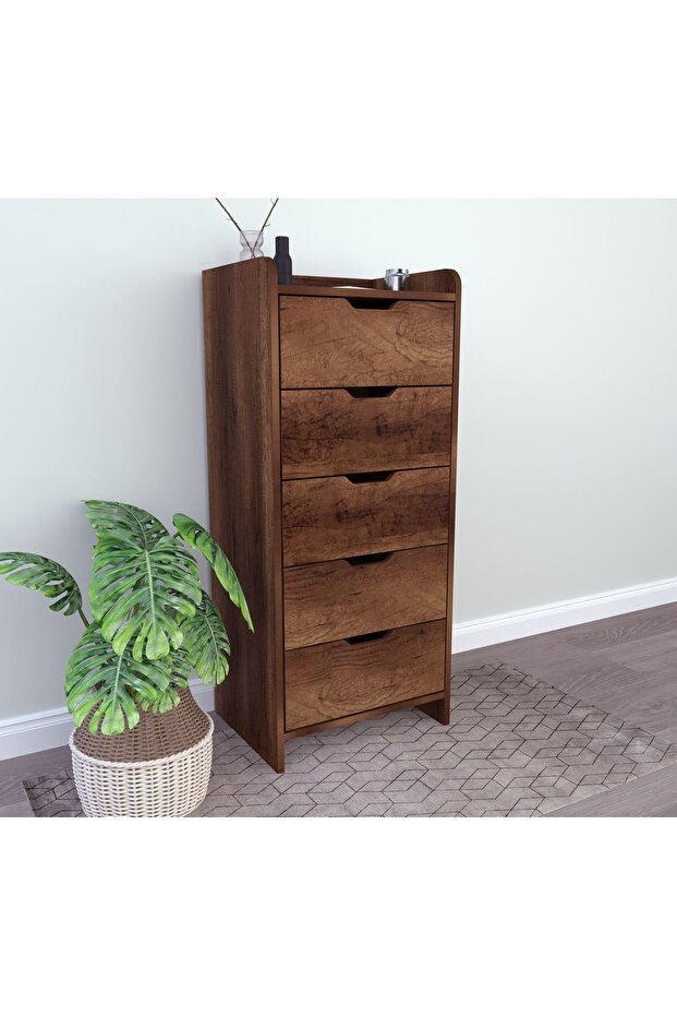 Lodos 5 Çekmeceli Ceviz Şifonyer - 5