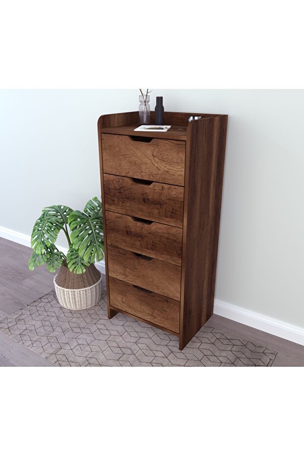 Lodos 5 Çekmeceli Ceviz Şifonyer - 3