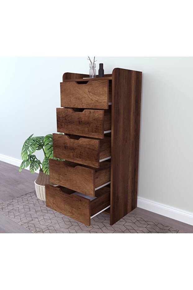 Lodos 5 Çekmeceli Ceviz Şifonyer - 6