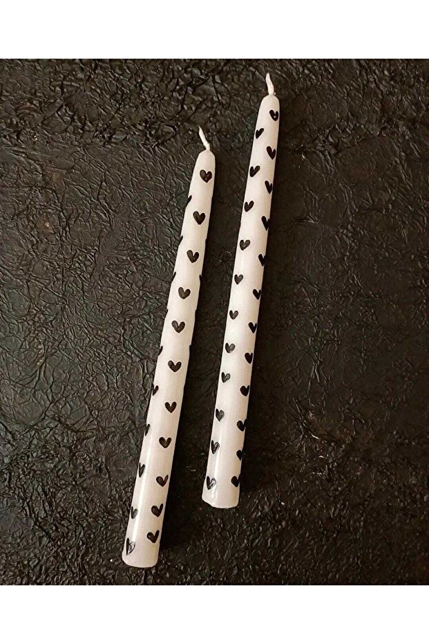 Kalp Desenli 2’li Şamdan Mum - 1