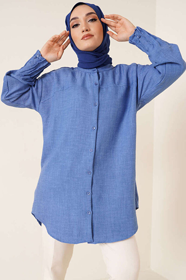 Geripptes, detailliertes Damen-Freizeithemd - 1