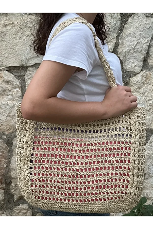 Kağıt İp Örgü Çanta - 2