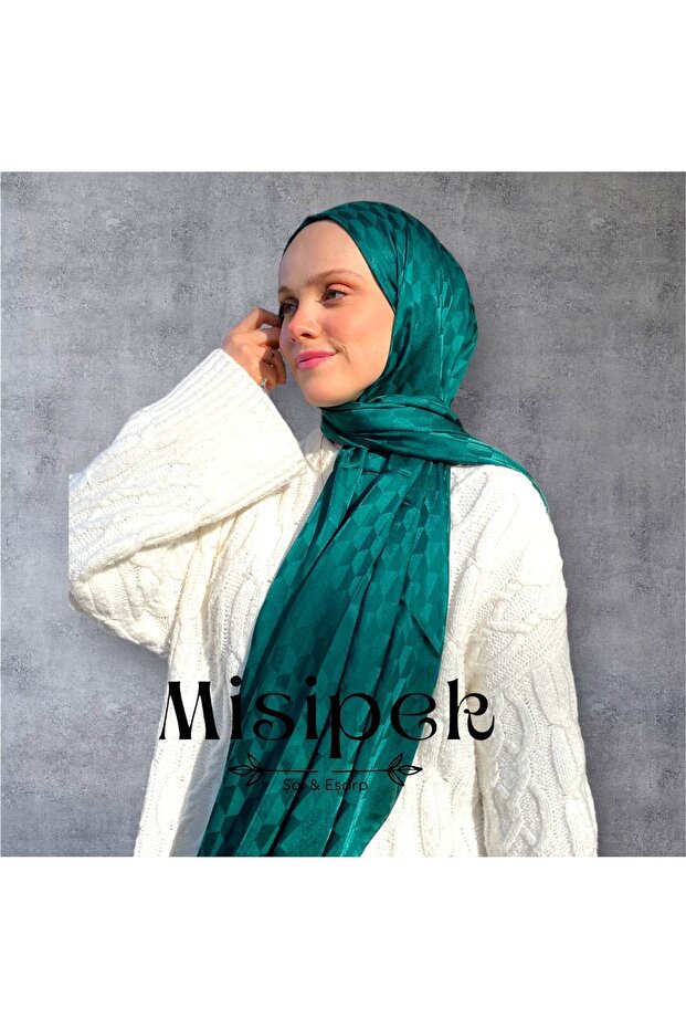 شال جاكار حريري بنمط شرنقة - 1