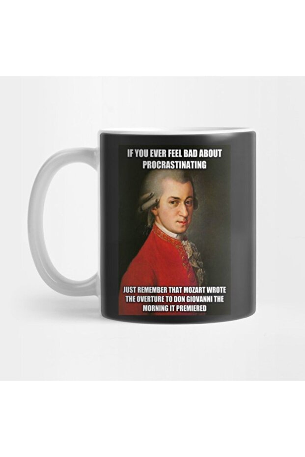 Mozart Procrastinating Meme Mug, Gift, Dowry, Presentation Holder
