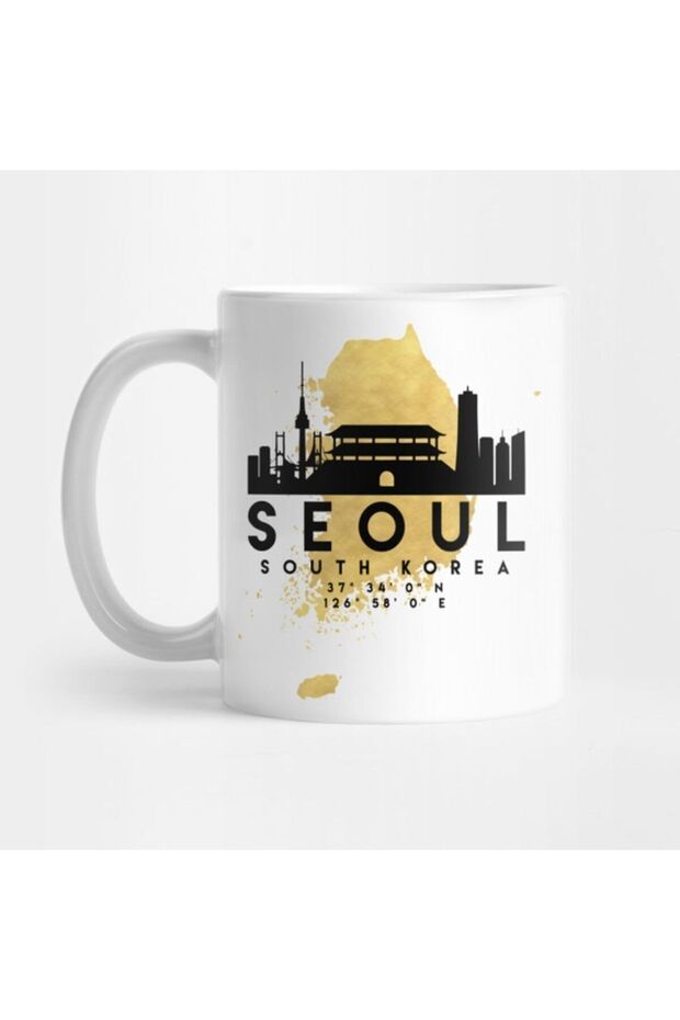 Seoul South Korea Skyline Map Art Mug, Gift, Dowry, Presentation Holder