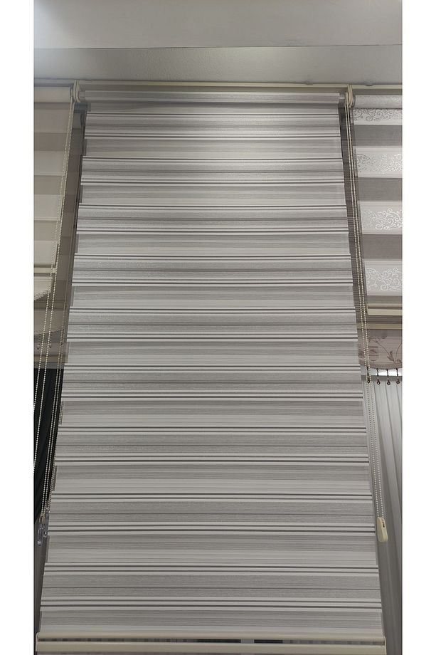 GRİ JAKARLI PLİSELİ FAVORİ Zebra Perde - 6