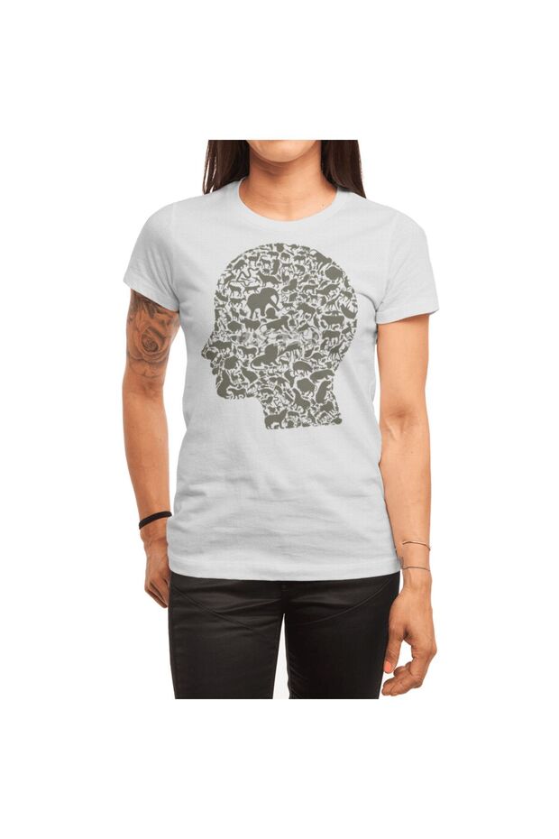 Unisex White T-Shirt - Head Animal Pattern