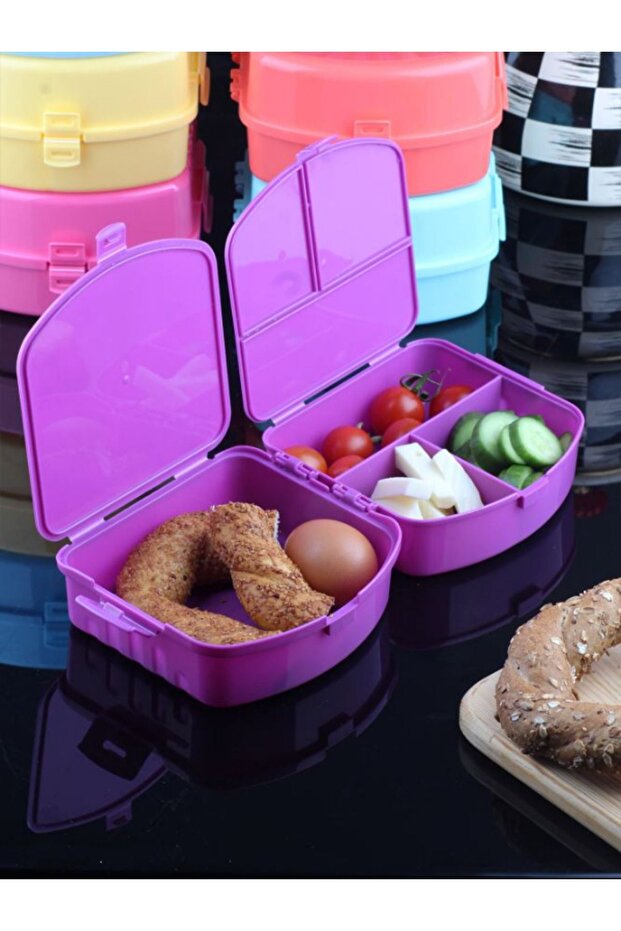 Patterned Lunch Box - 2 Layers, 4 Compartments Lunch Box - Food Storage Container - 6