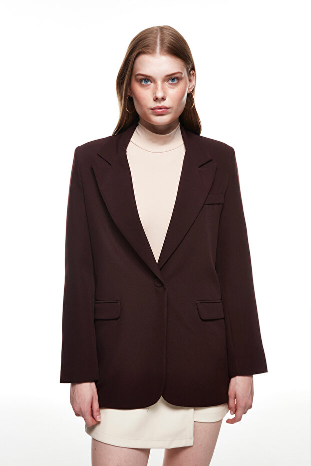 سترة بليزر بني غامق - 3