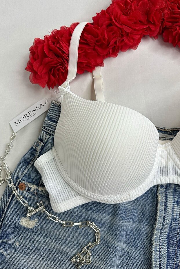 حمالة صدر مدعمة أساسية منقوشة باللون البني الفاتح - 1