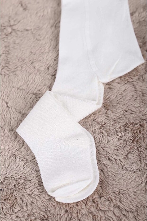 BABY-CHILD ECRU - WHITE COMBED COTTON PANTY SOCKET 6 MONTHS - 12 YEARS OLD