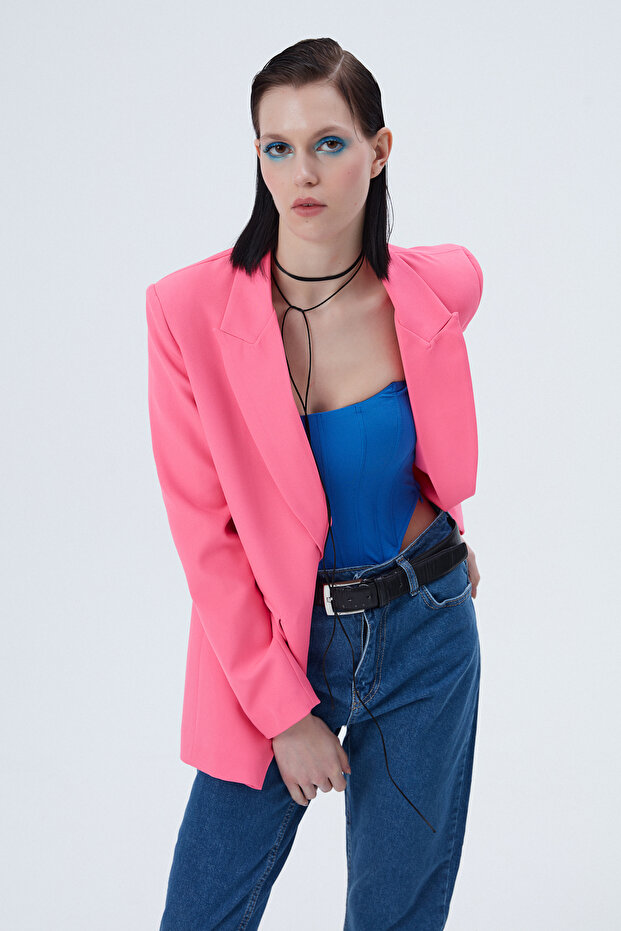 Blazer Ceket Neon Pembe - 3