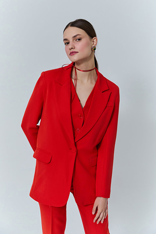 Blazer Ceket Kırmızı - 4