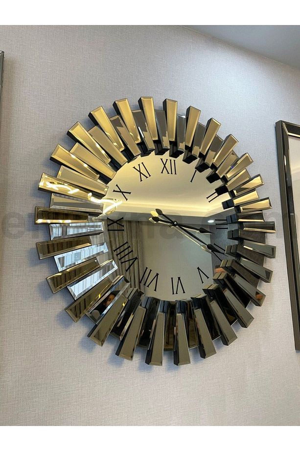 83CM-PİYANO-BRONZ AYNA DUVAR SAATİ - 1