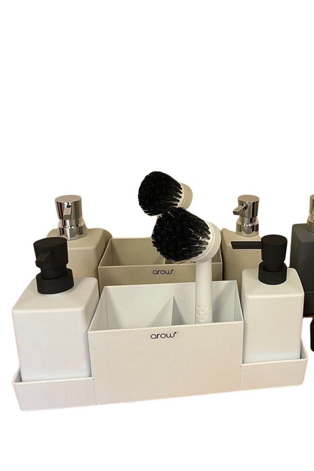 2'li Akrilik Stand Fırçalı Kare Sıvı Sabunluk Tr-3669 - 3
