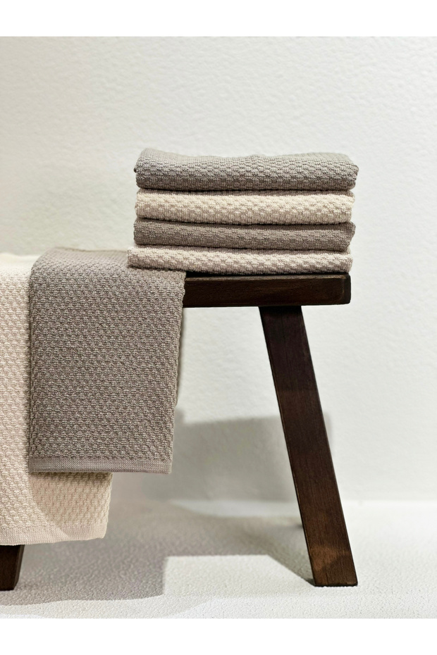 100% Cotton 4-Piece Stone Grey Hand Towel Set – 30x50 Cm Dowry, Guest, Kitchen, Gift
