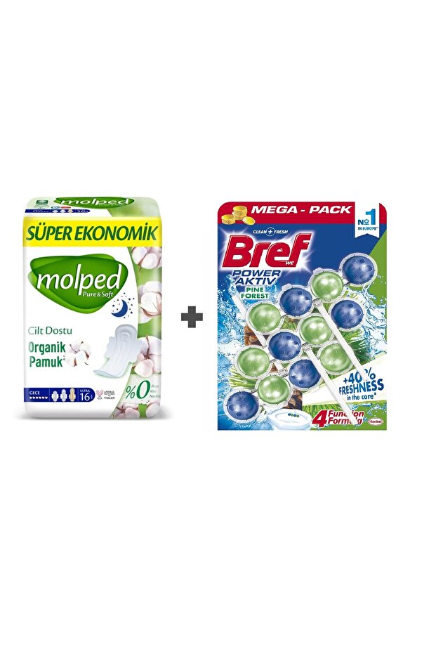 Night Super Eco - 16 قطعة وBREF WC Power Active 3 قطع من الازدهار وتأثير مضاد للرواسب الكلسية
