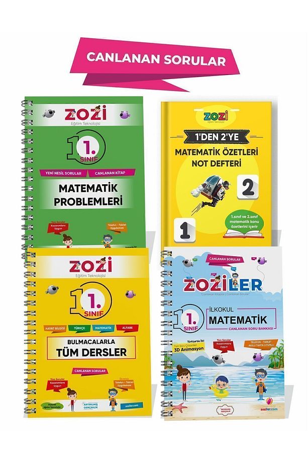 ZOZİ 1.Sınıf SÜPER SET (Mat S. Bankası - Bulmacalarla Mat - Mat Problemleri - 1den 2ye Not Defteri) - 1