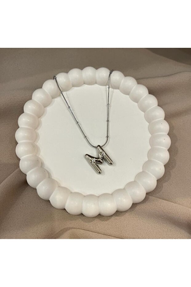 Steel Huge Balloon Letter Necklace