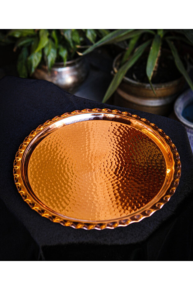 Bakır Dövme Modelli Tepsi - 1