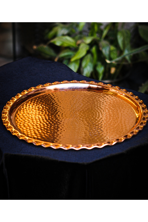 Bakır Dövme Modelli Tepsi - 2