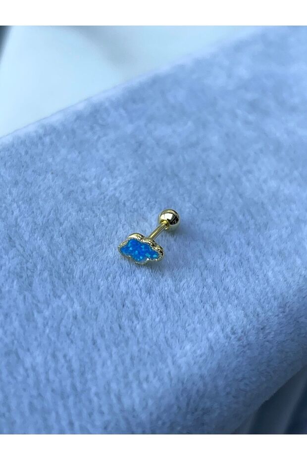 Opal Taşlı Gümüş Bulut Tragus Piercing - 1 Adet - 1