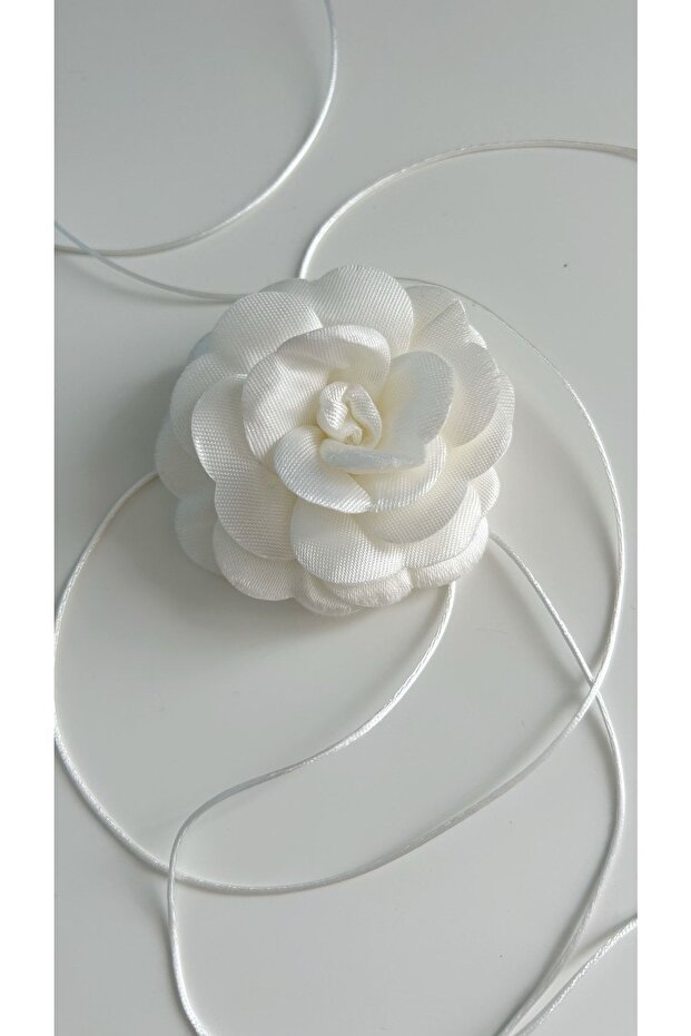 Lace-Up Fabric Flower Choker Necklace Rose Necklace
