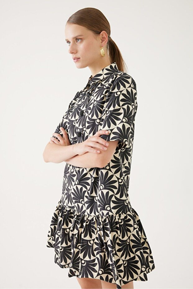 Rochie mini cu guler cămașă - 3